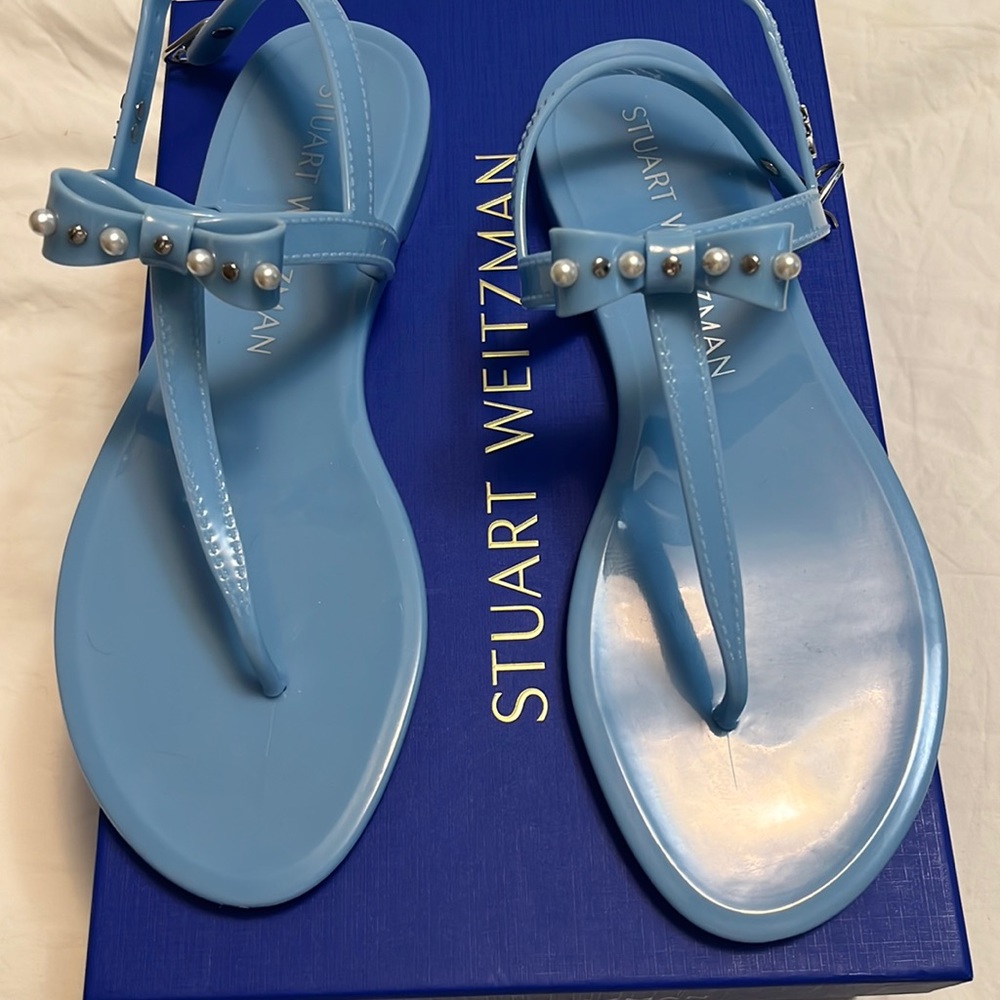 Stuart Weitzman pearlstud bow jelly sandal